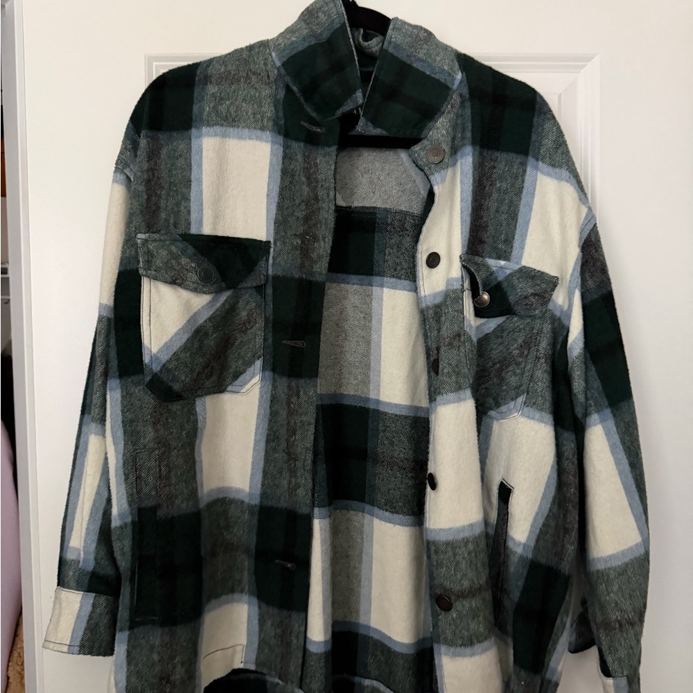 Zara Plaid Button-Up Jacket